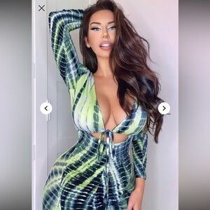 Fashion Nova Tie-Dye Mini Dress - Green and Blue